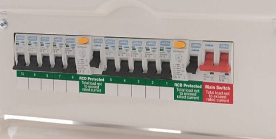 Dual split RCD consumer unit